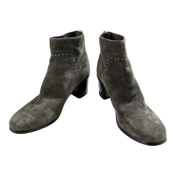 Marc Fisher Grey Suede Leather Ankle Boots with Chunky Heel, Silver Studs sz 8 - Picture 2 of 10